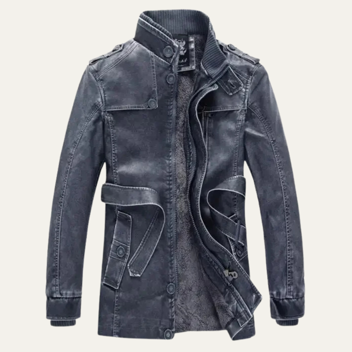 The Menaggio Men’s Vintage Thick Fleece Lined Leather Jacket