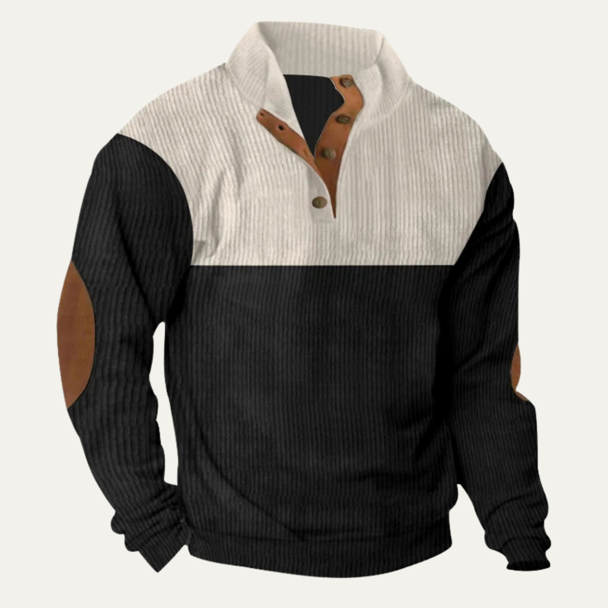 The Saint Tropez Men’s Casual Corduroy Sweater with Suede Elbow Patches