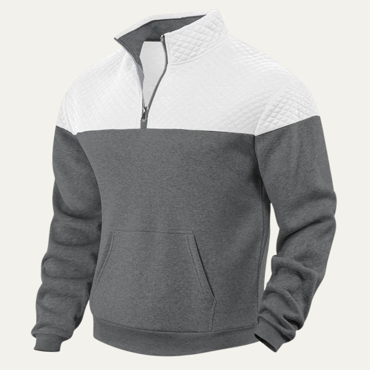 The Montfield Men's Quilted Stand Collar Color Block Half Zip Sweater