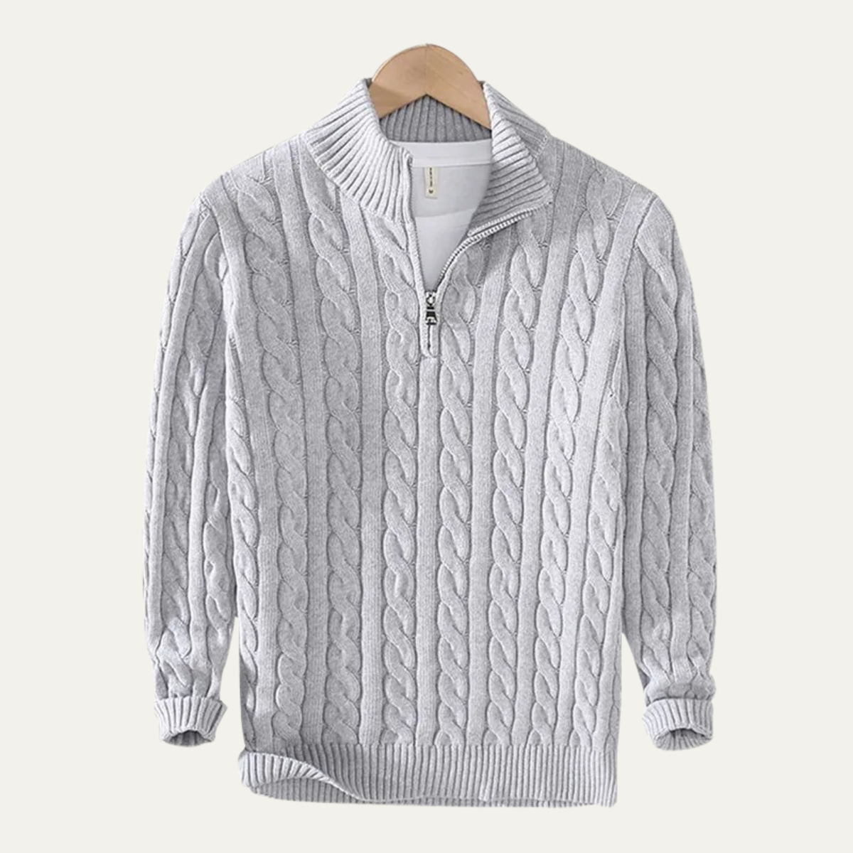 The Ashmeadow Men’s Soft 100% Cotton Cable Knit Half Zip Sweater