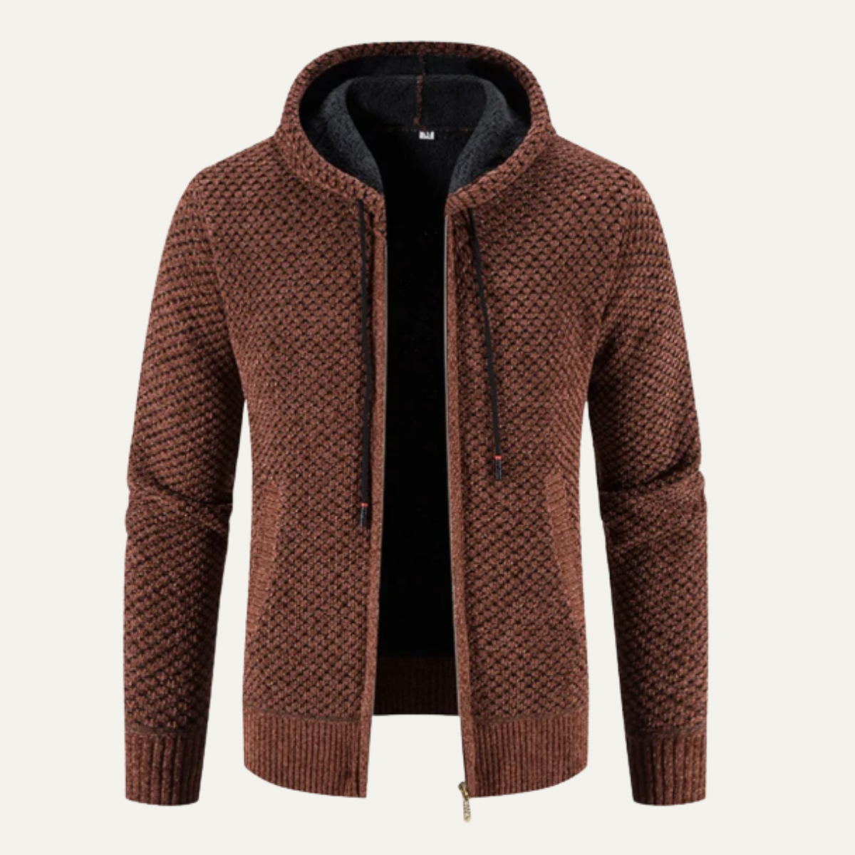 The Harrington Men’s Knitted Fleece Lined Zip Up Winter Hoodie Jacket