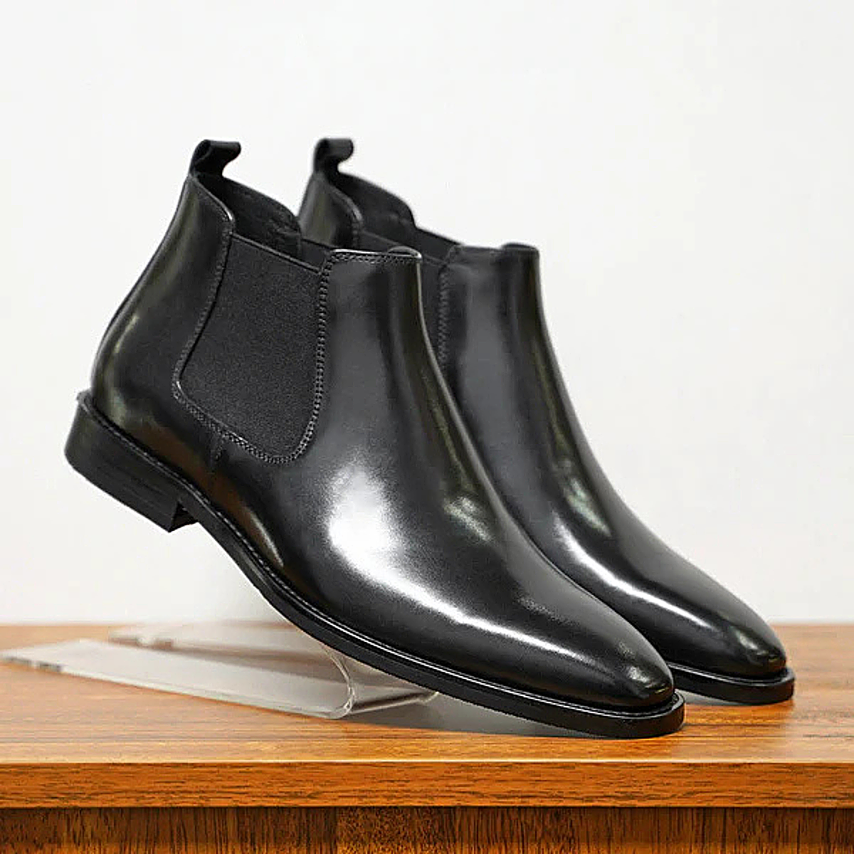 The Hawthorne Sleek Slip On Ankle Leather Dress Boots