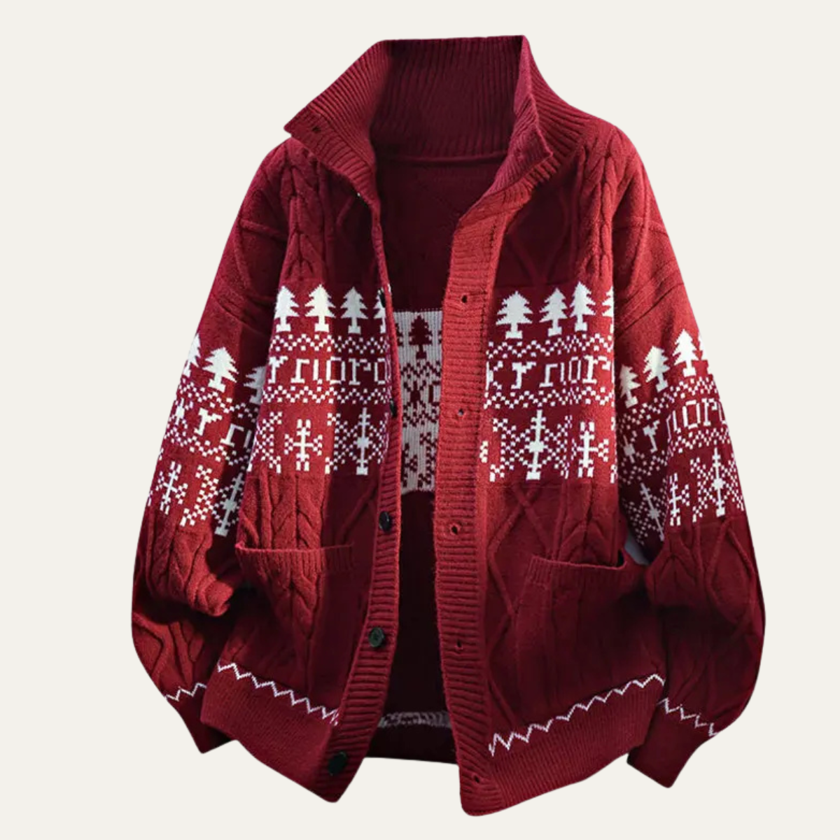 The Salamanca Men's Winter Nordic Pattern Button Up Knitted Jacket