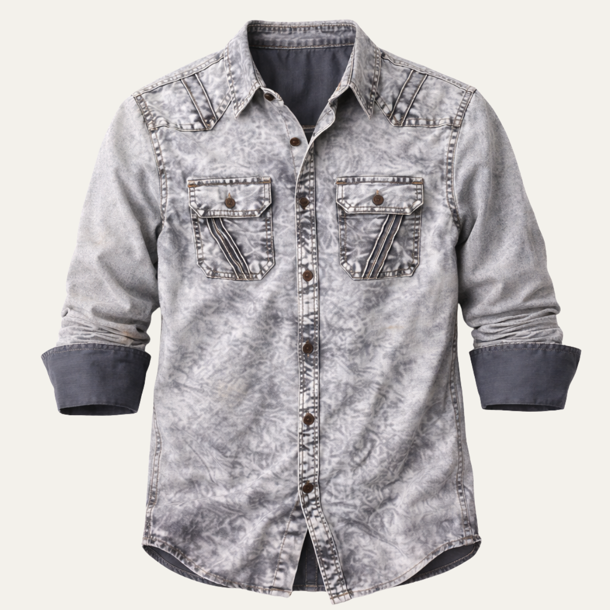 The Fairbrook Men’s Light Grey Vintage Tie Dye Denim Shirt