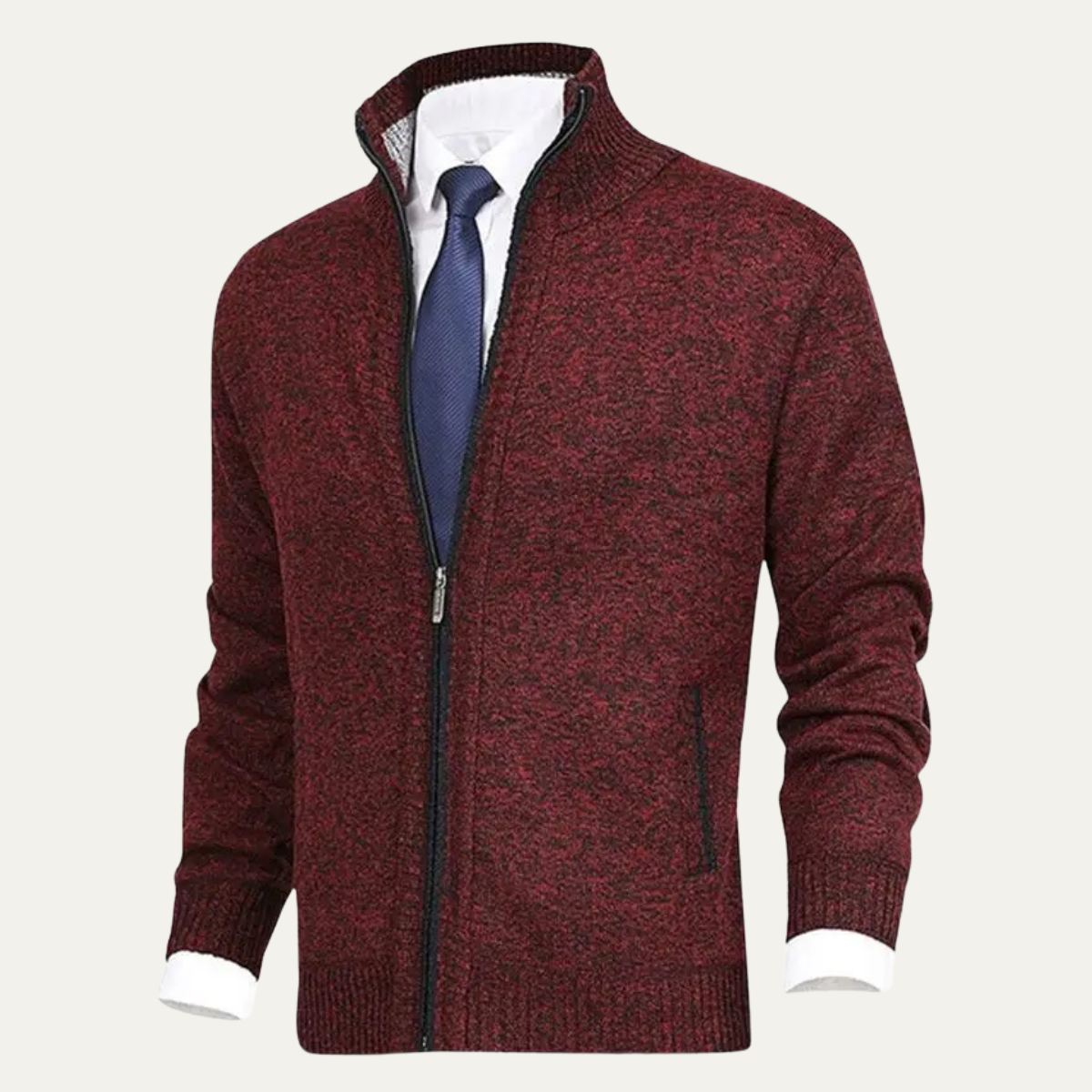 The Como Men's Warm Thick Knitted Fleece Full Zip Cardigan