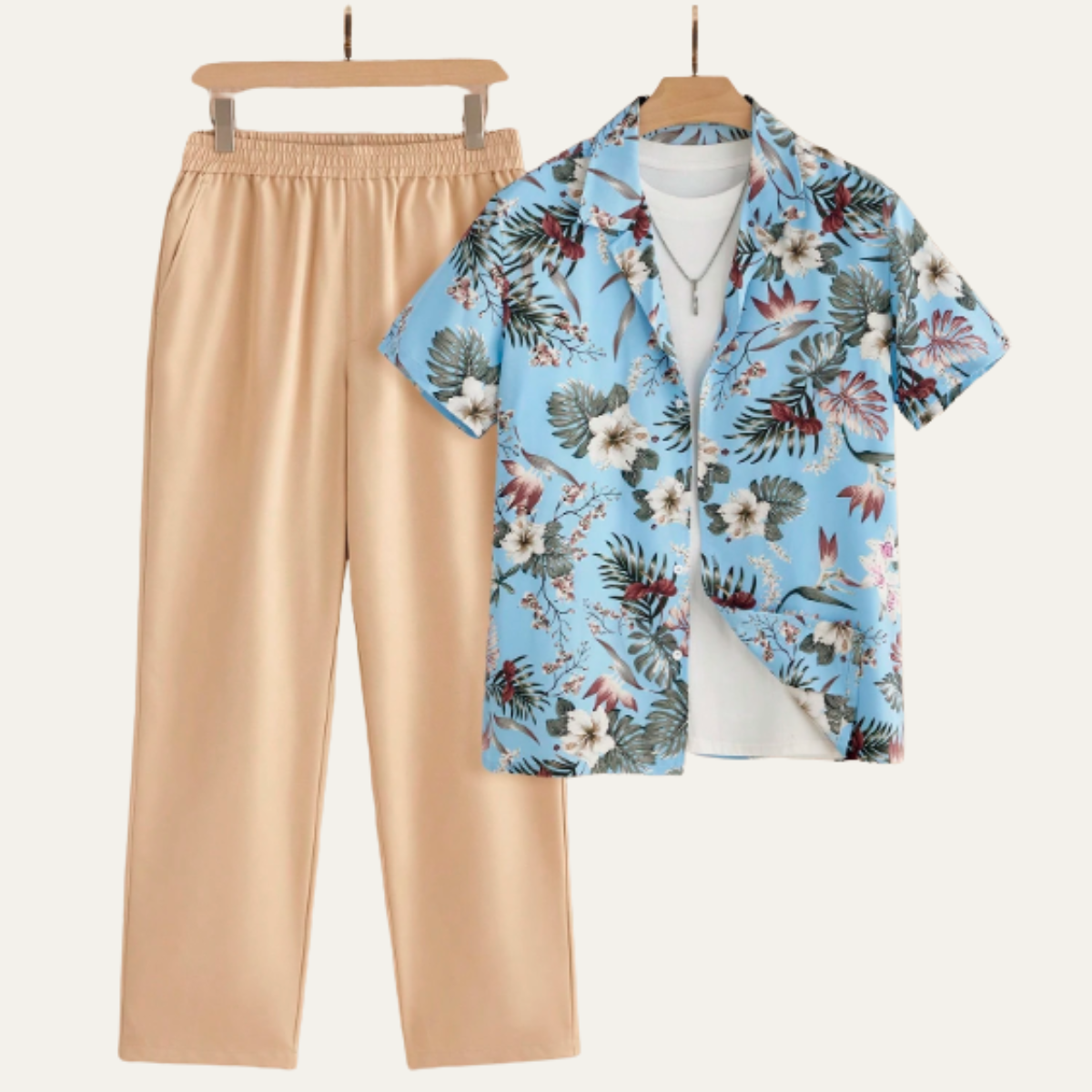 The Timbercrest Park Men’s Textured Button-Up Casual Set – Shirt & Pants