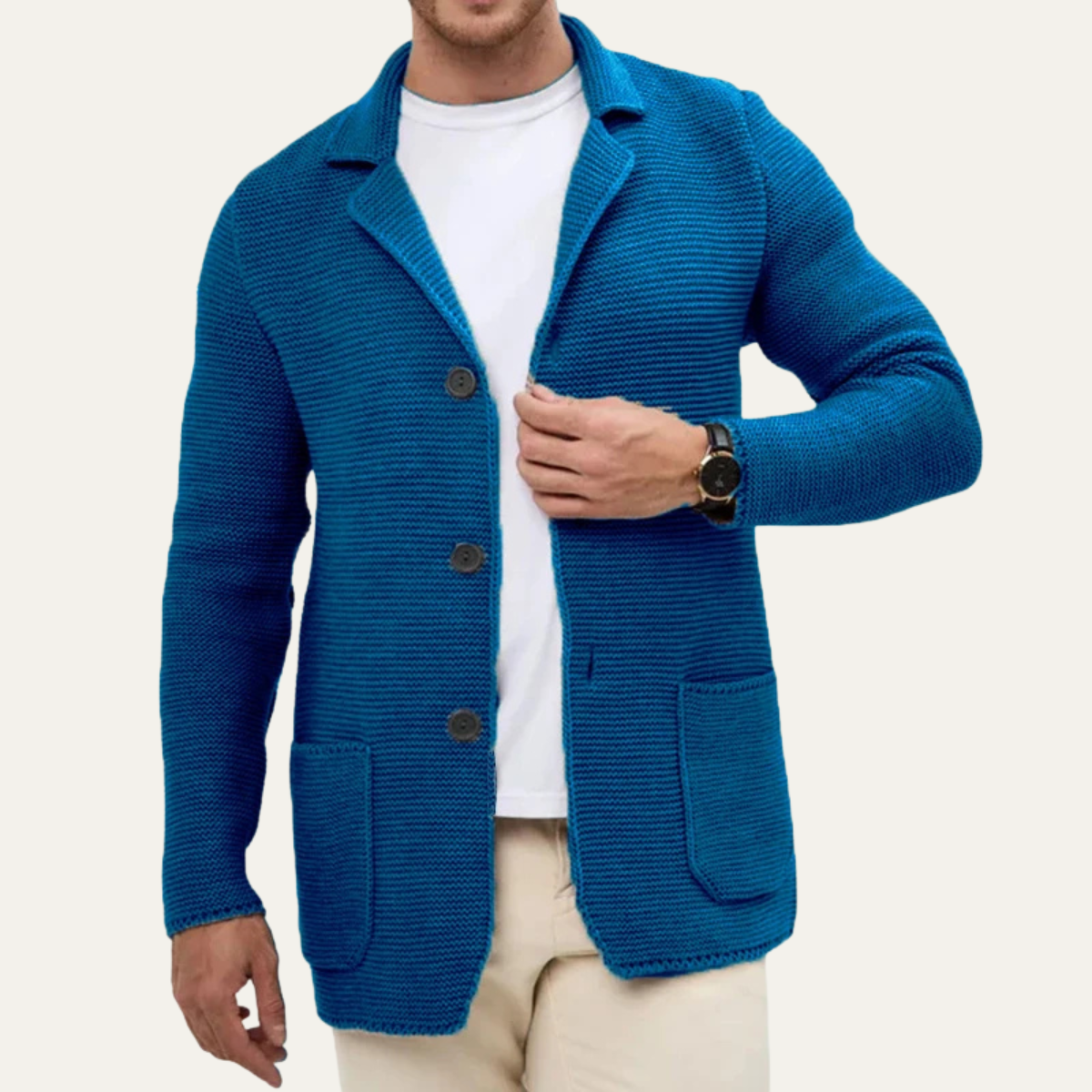 The Giudecca Men’s Casual Knitted Button Down Blazer Cardigan