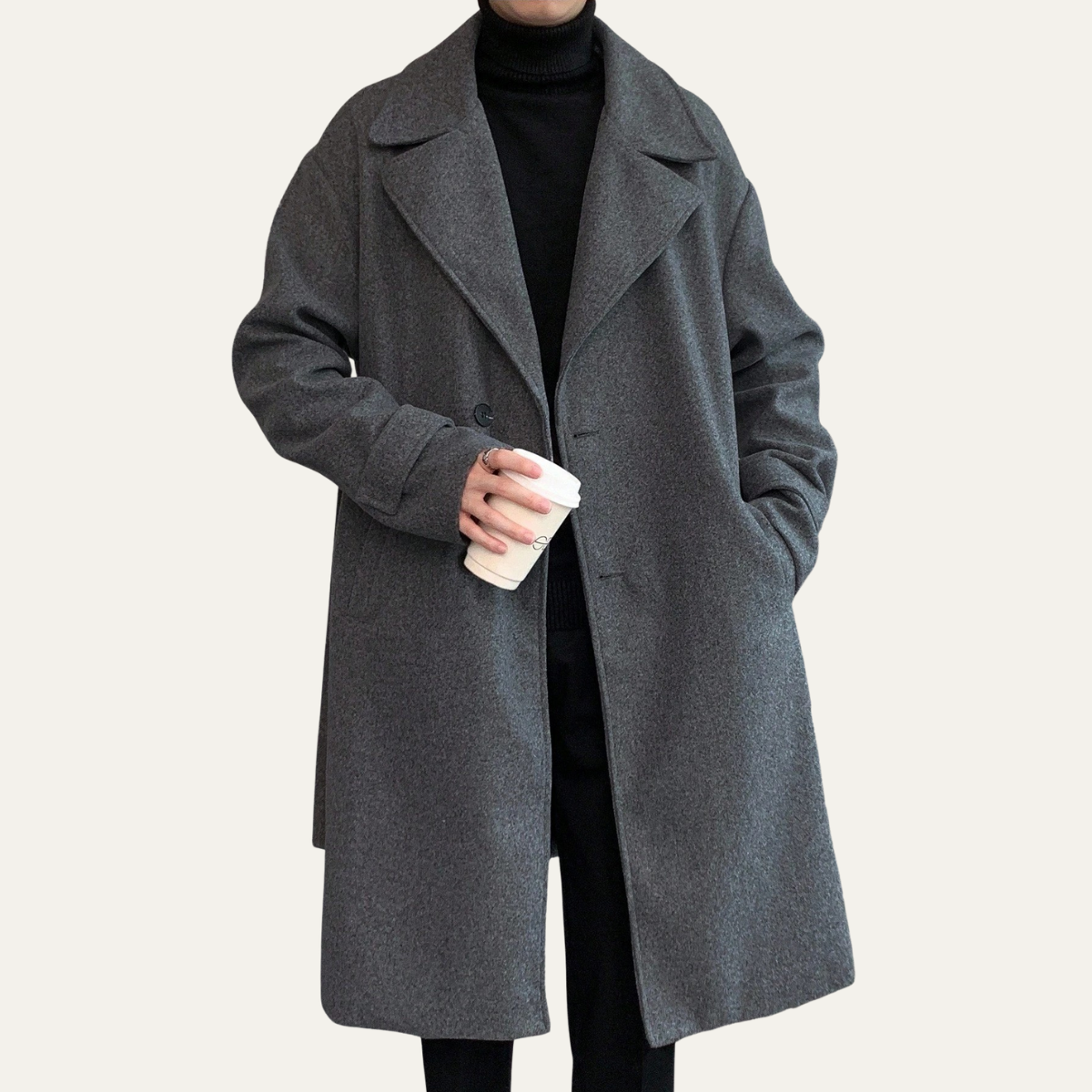 The Woolwich Men’s Smart Camel Wrap Wool Coat with Belt