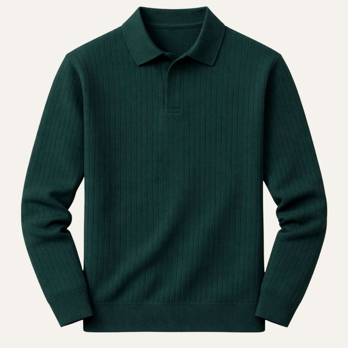 The Oakpark Men’s Trendy Long Sleeve Ribbed Knit Polo Shirt