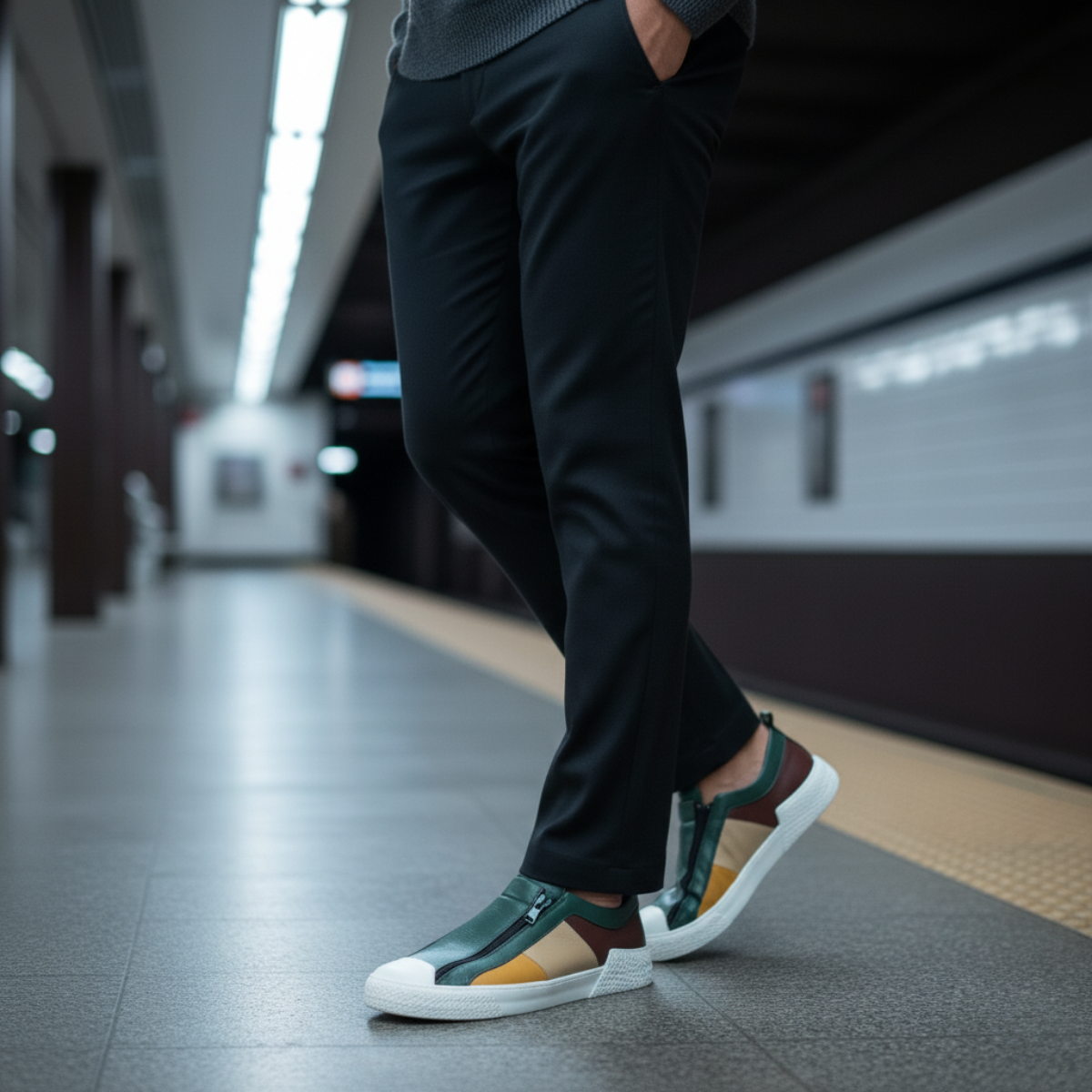 The Rome Men’s Leather Sneakers - Luxury Designer Shoes with Zip