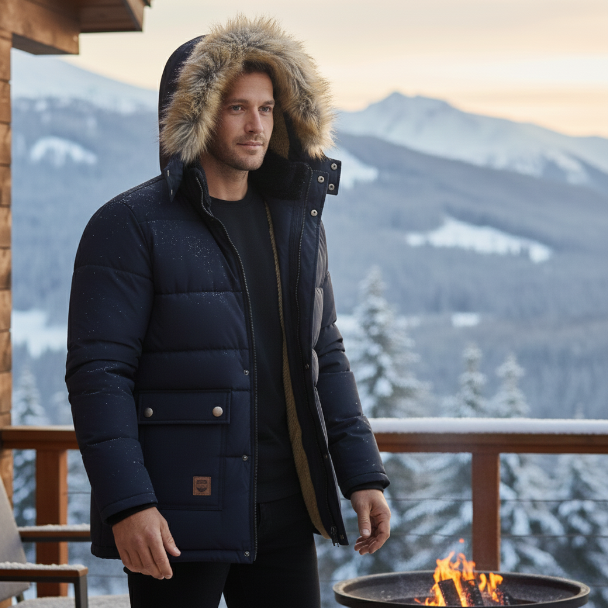 The Napoli Men’s Windproof Fleece Lined Hooded Winter Jacket