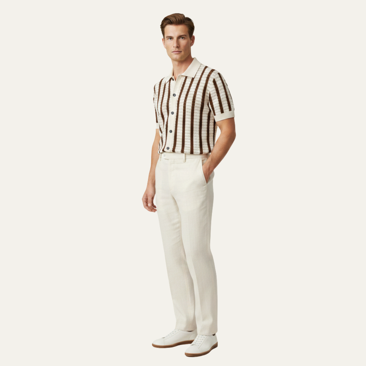 The Bristol Men’s Breathable Striped Knitted Polo Shirt