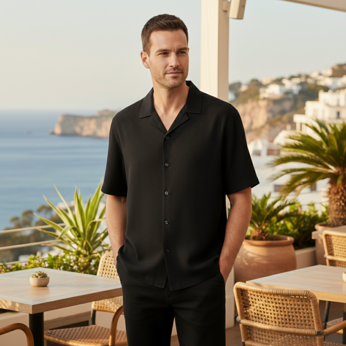 The Stratford Men’s Turn Down Collar Casual Loose Fit Button Up Shirt