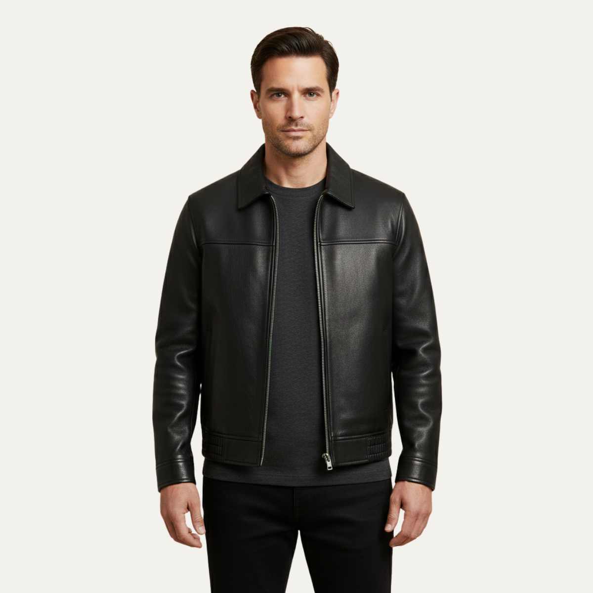 The Chianti Men’s Classic Zip Biker Leather Jacket