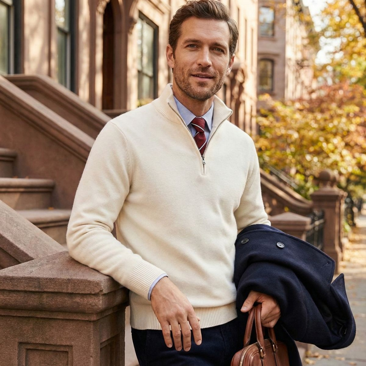 The Bronx Modern Quarter Zip Sweater for Men