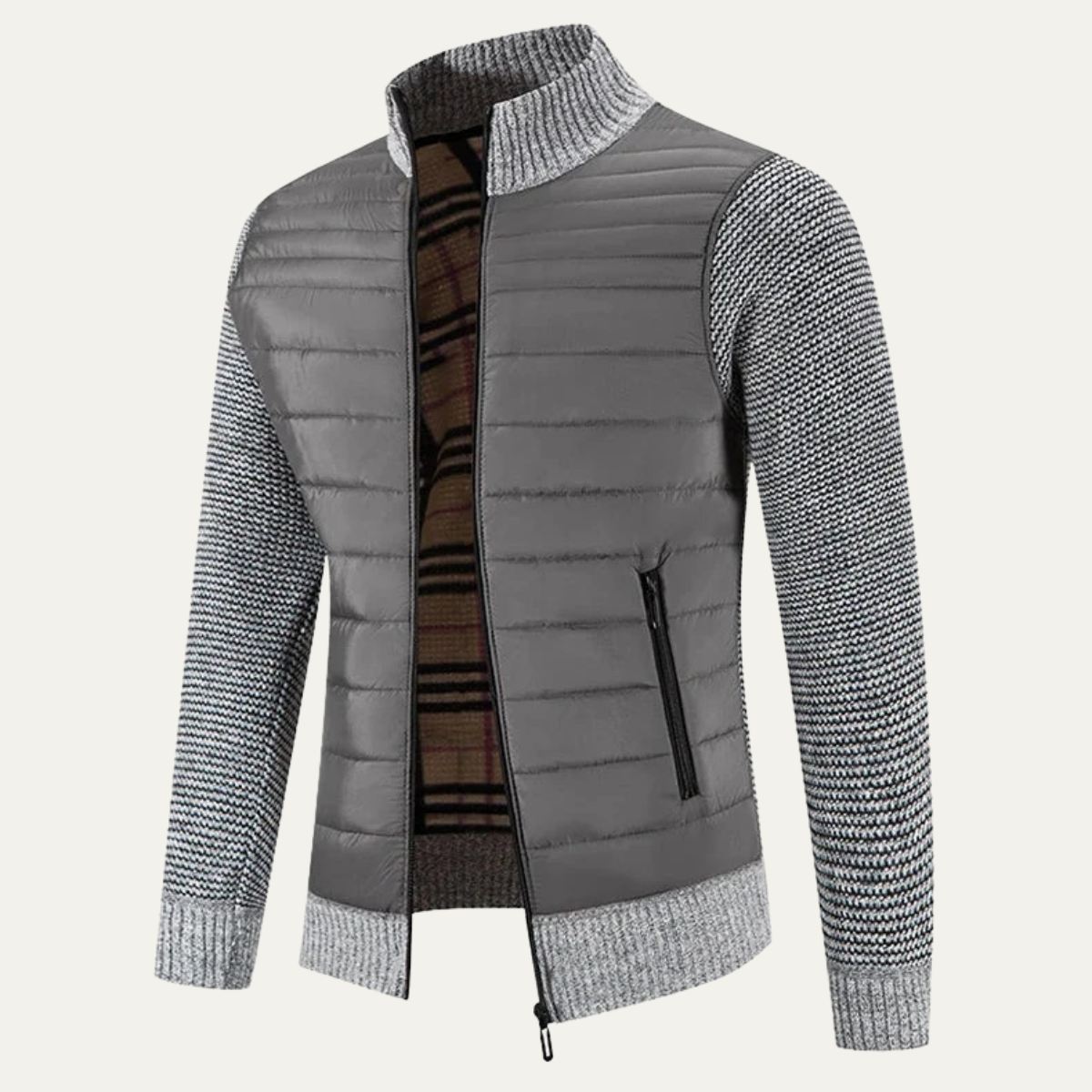 The Bordeaux Men’s Winter Bomber Jacket with Knit Sleeves