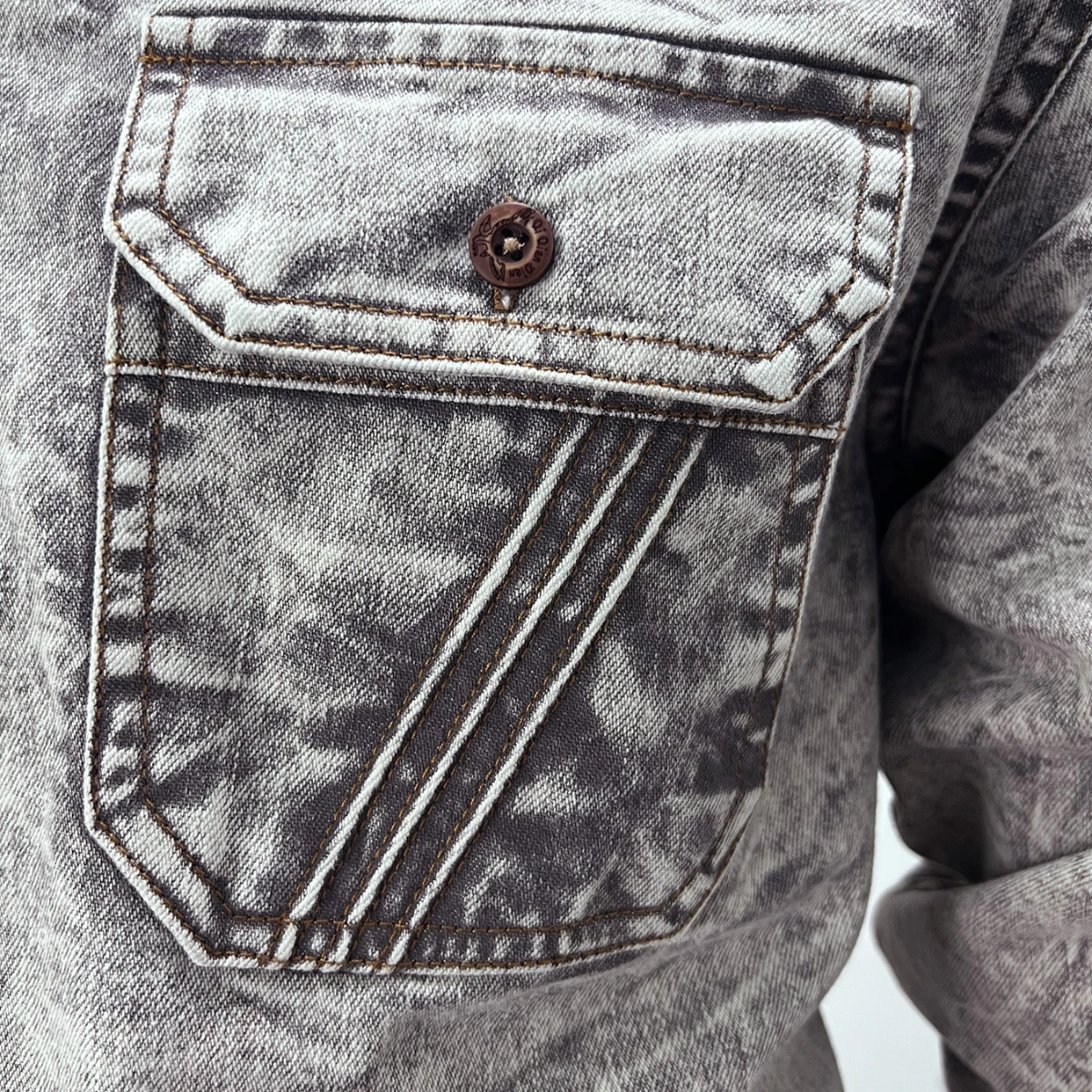 The Fairbrook Men’s Light Grey Vintage Tie Dye Denim Shirt