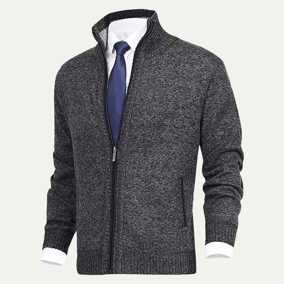 The Como Men's Warm Thick Knitted Fleece Full Zip Cardigan