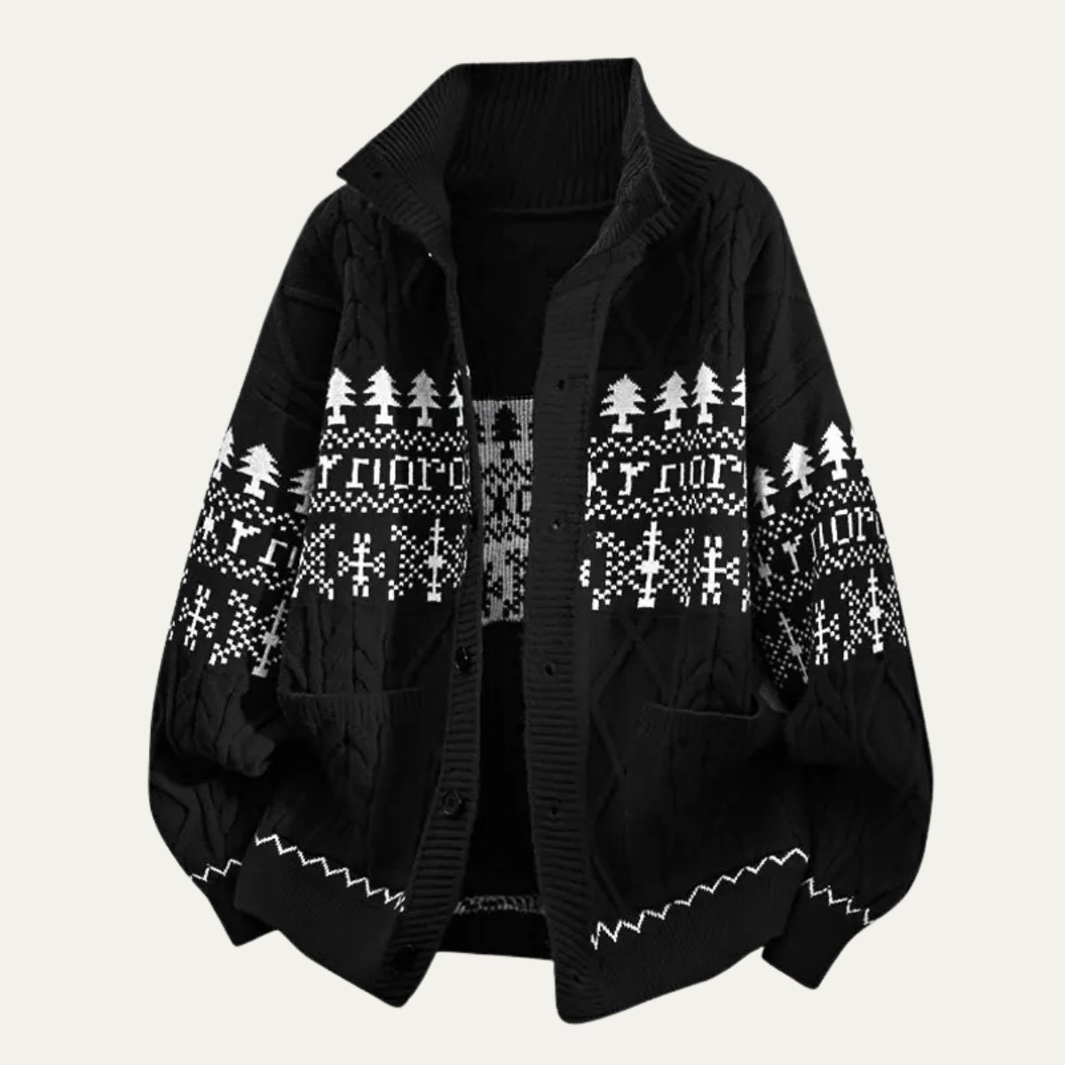 The Salamanca Men's Winter Nordic Pattern Button Up Knitted Jacket