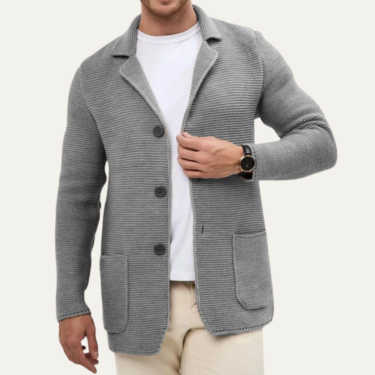 The Giudecca Men’s Casual Knitted Button Down Blazer Cardigan