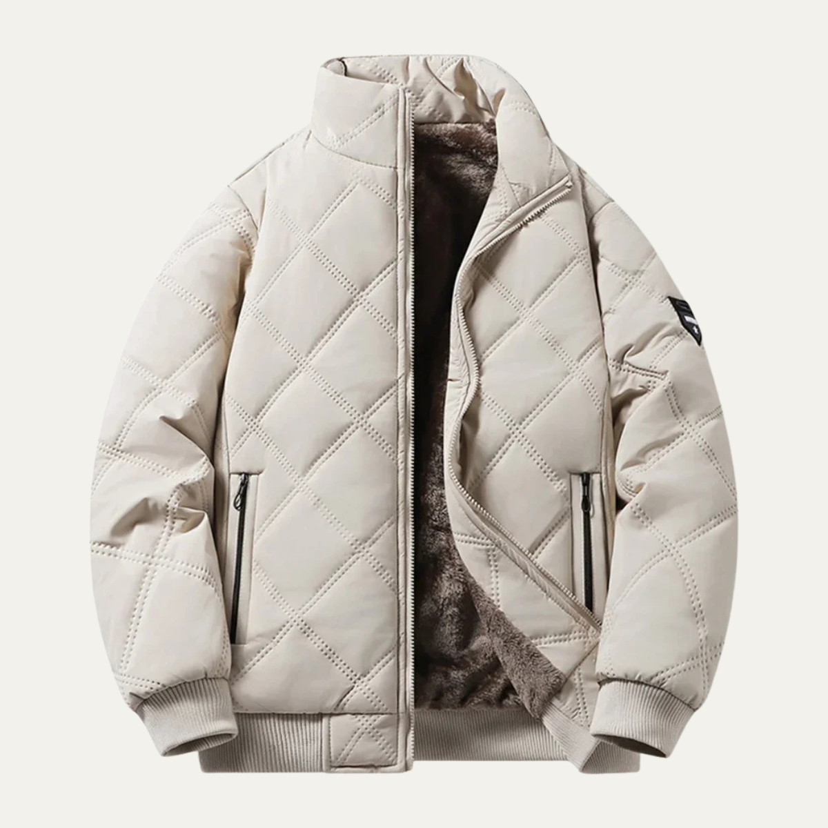 The Lucca Alta Men’s Stand Collar Diamond Pattern Thermal Quilted Jacket