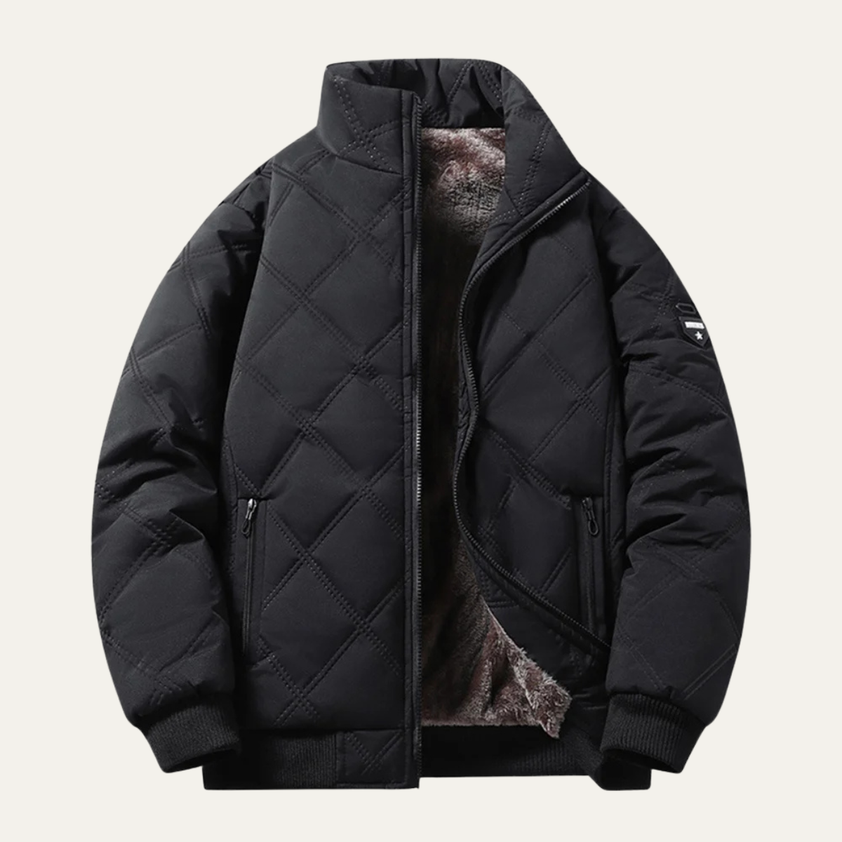 The Lucca Alta Men’s Stand Collar Diamond Pattern Thermal Quilted Jacket