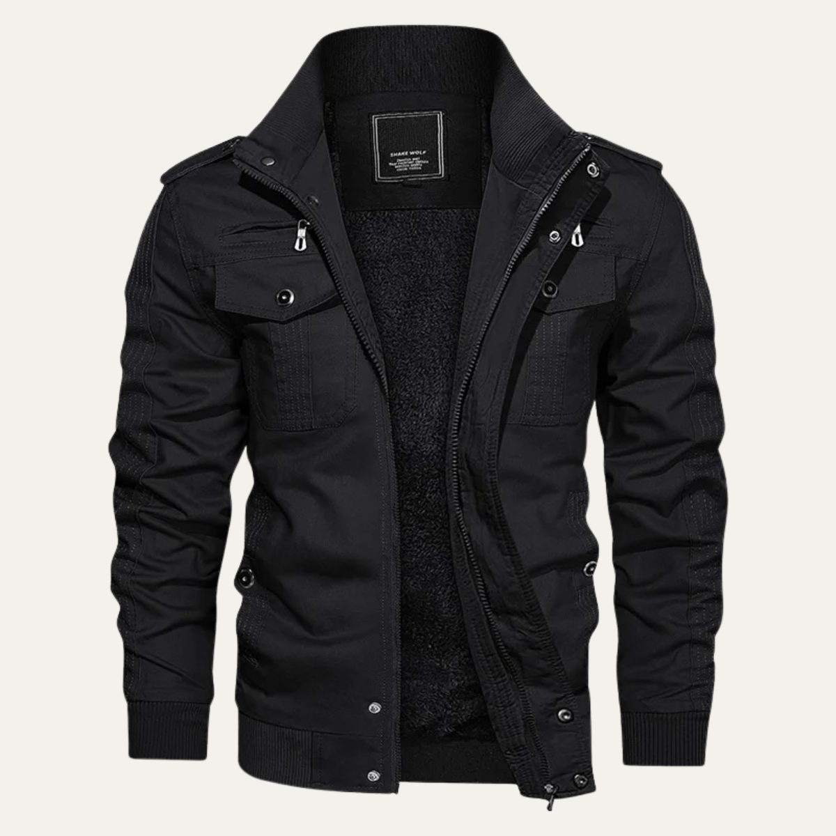 The Macerata Men’s Thermal Military Style Zip-Up Fleece Lined Jacket