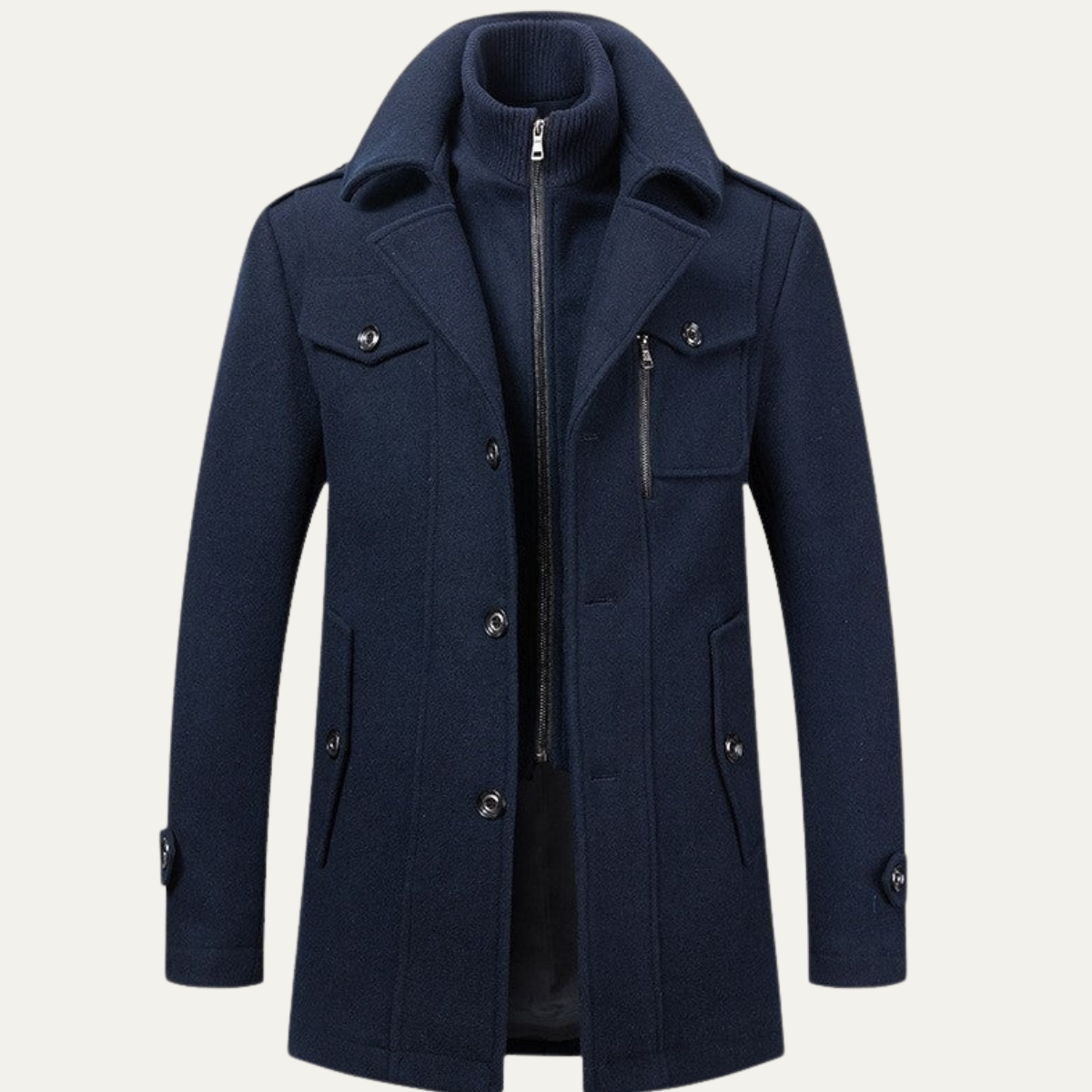 The Amersham Men's Smart Winter Trench Coat with Stand Collar