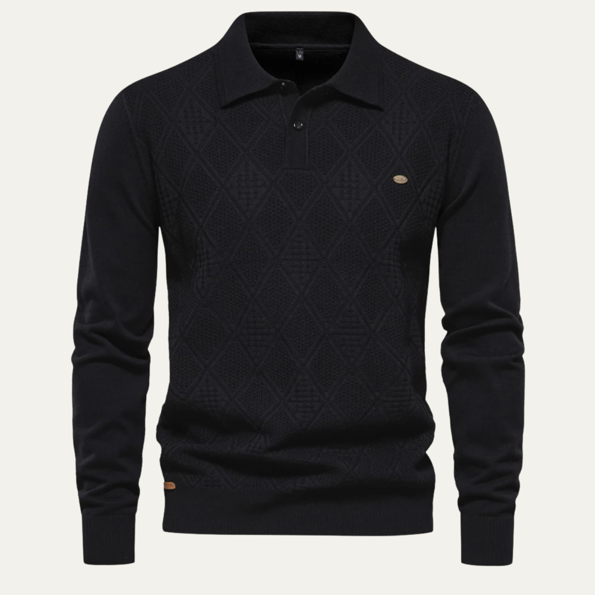 The Hebrides Men’s Casual Diamond Pattern Knit Polo Sweater