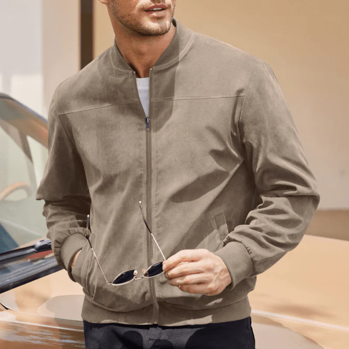 The SoHo Casual Vintage Suede Bomber Jacket for Men
