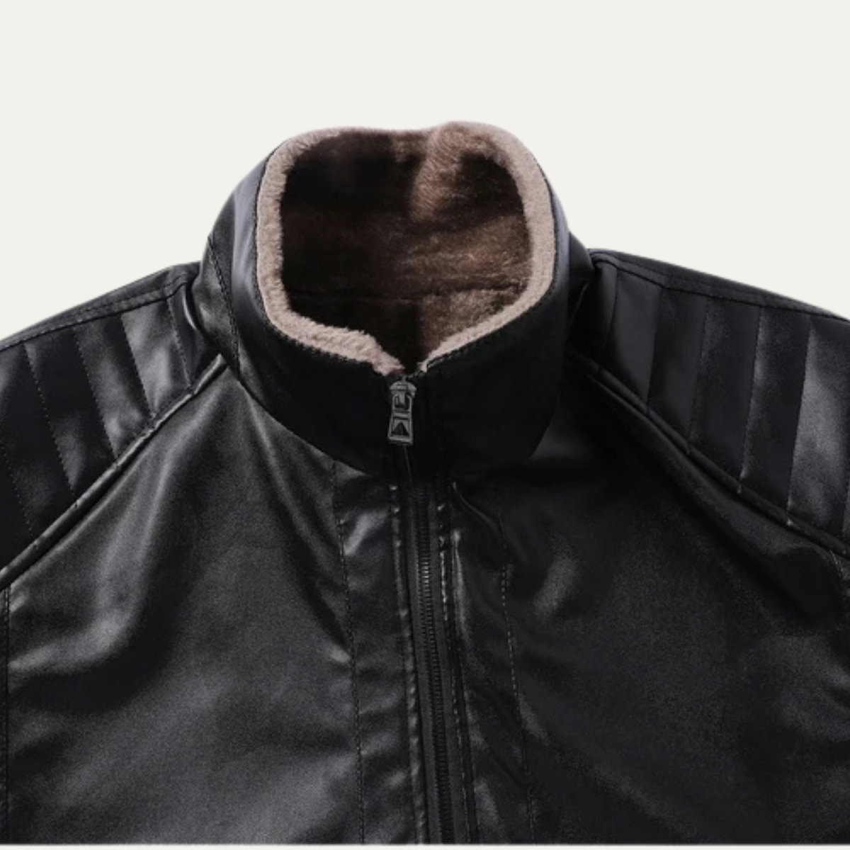 The Bologna Men's Retro Fleece Lined Leather Biker Jacket
