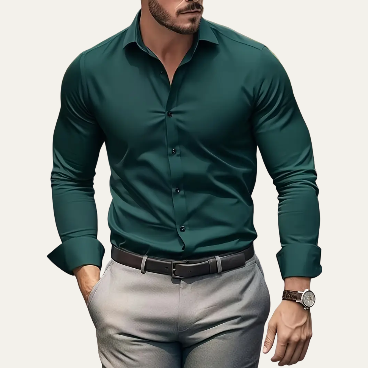 The Grado Men’s Slim Fit Stretch Button Down Casual Shirt
