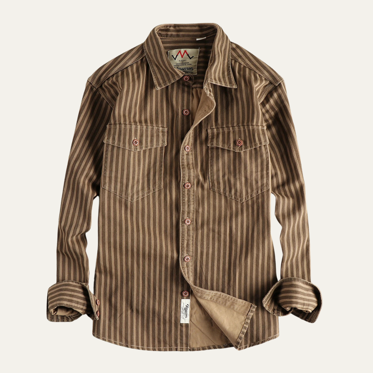 The Marseille Men's Cotton Retro Striped Button Up Shirt
