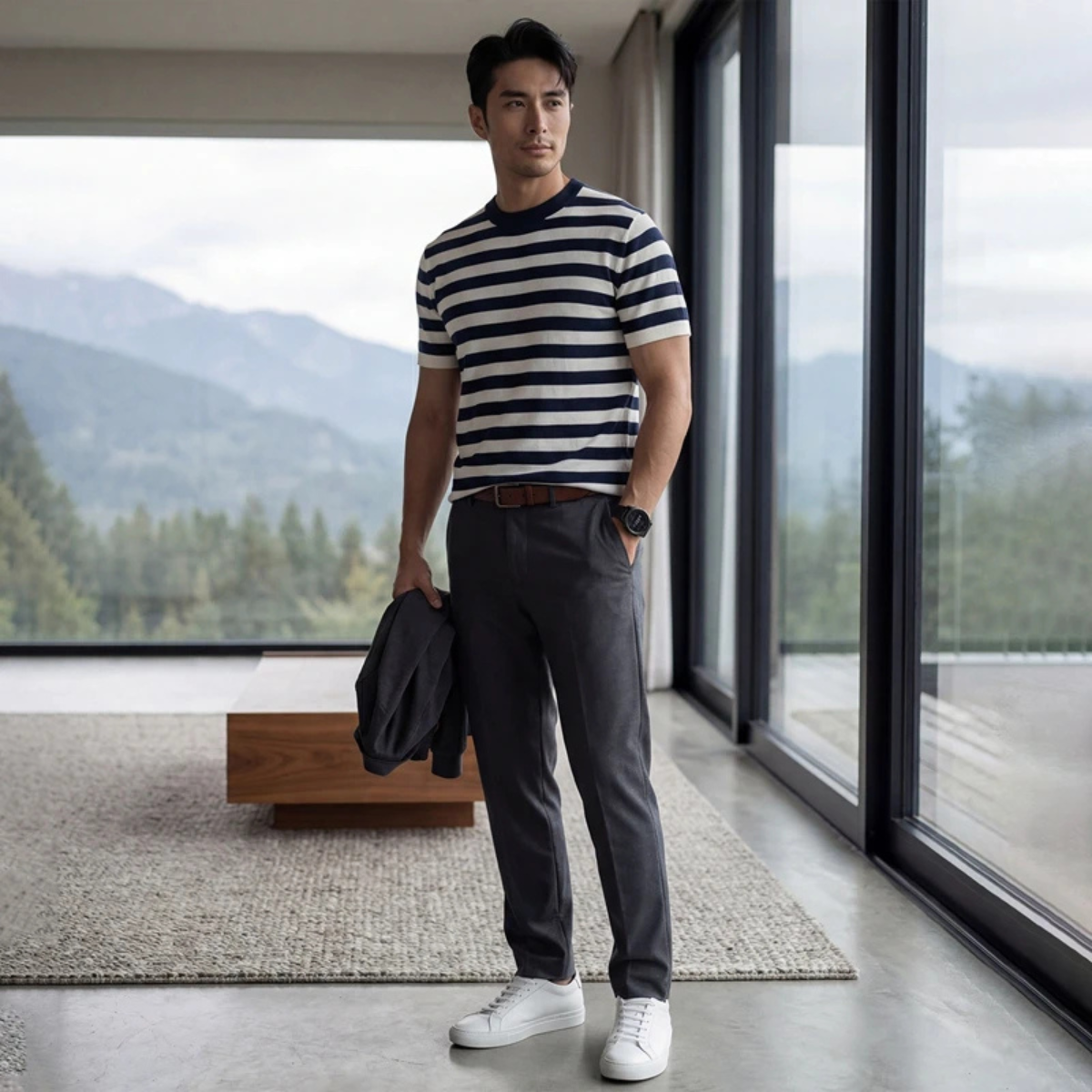 The Porto Cesareo Men’s Striped Cashmere Knit T-Shirt