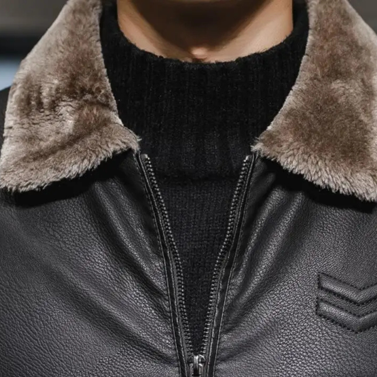 The Menton Men’s Winter Fleece Lined Leather Shearling Jacket