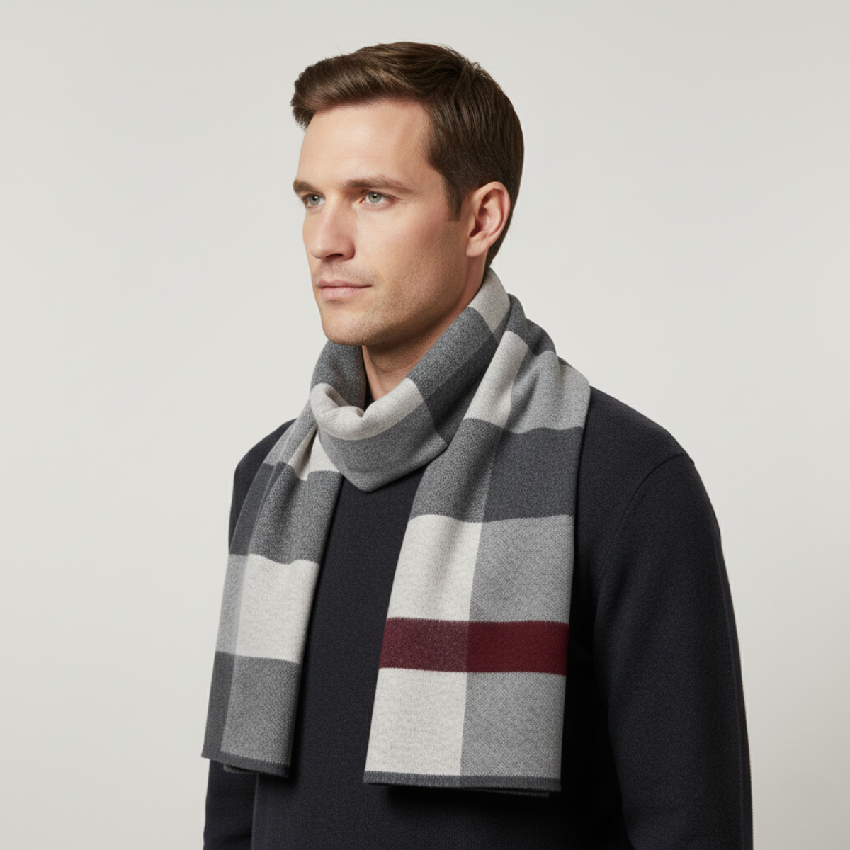 The Highgate Men's Classic Knit Plaid Scarf