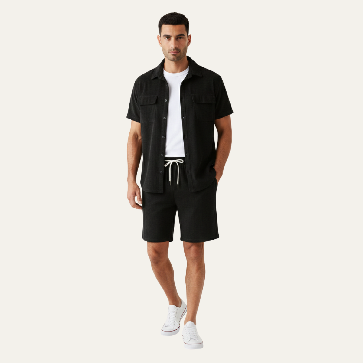 The Ridgecrest Park Men’s Corduroy Casual Summer Set – Shirt & Shorts