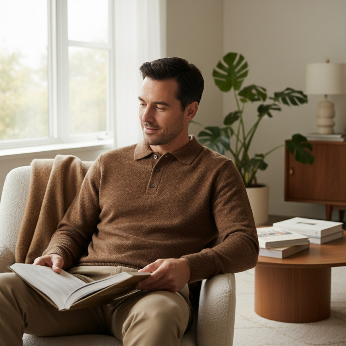 The Cedarfield Men's Trendy Soft Knit Polo Cashmere Sweater