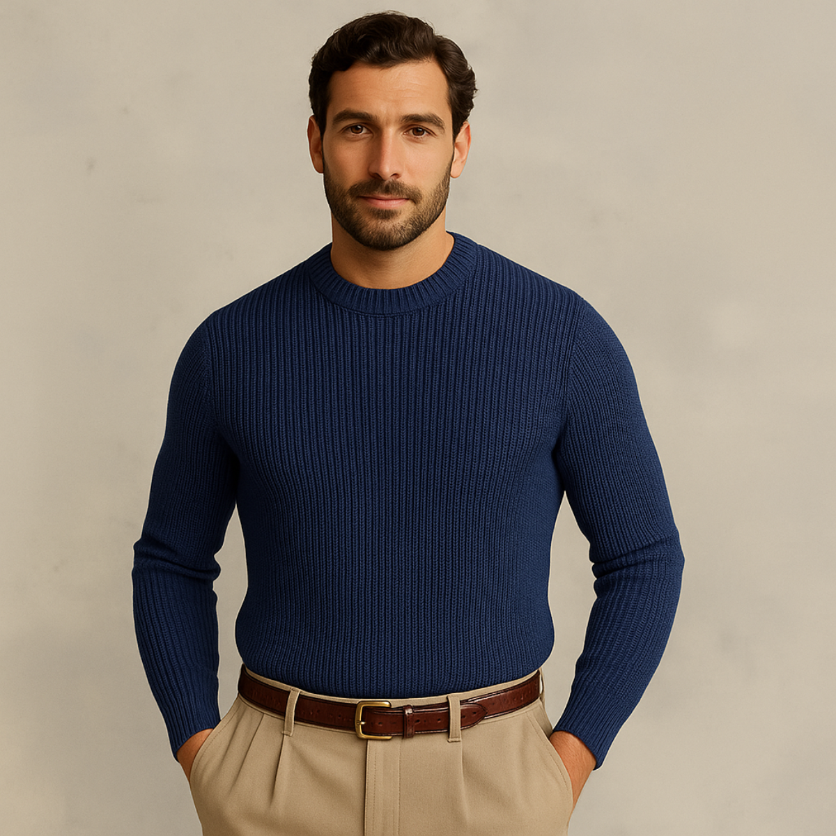 The Tokyo Merino Wool Ribbed O Neck Sweater