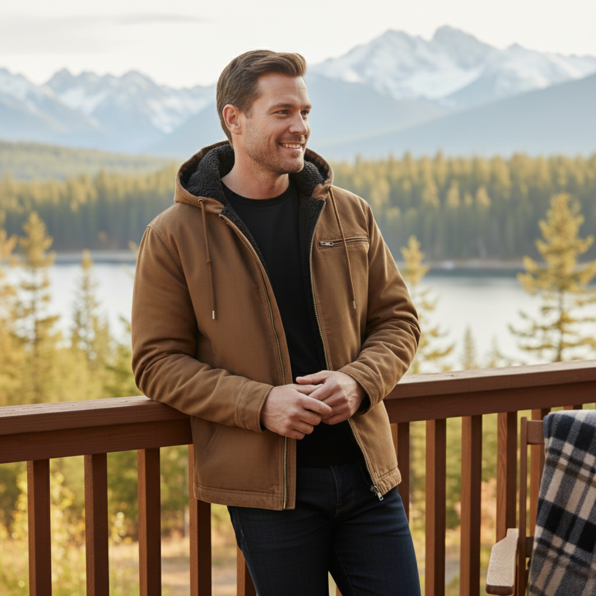 The Briarbrook Men’s Warm Fleece Lined Retro Hooded Jacket