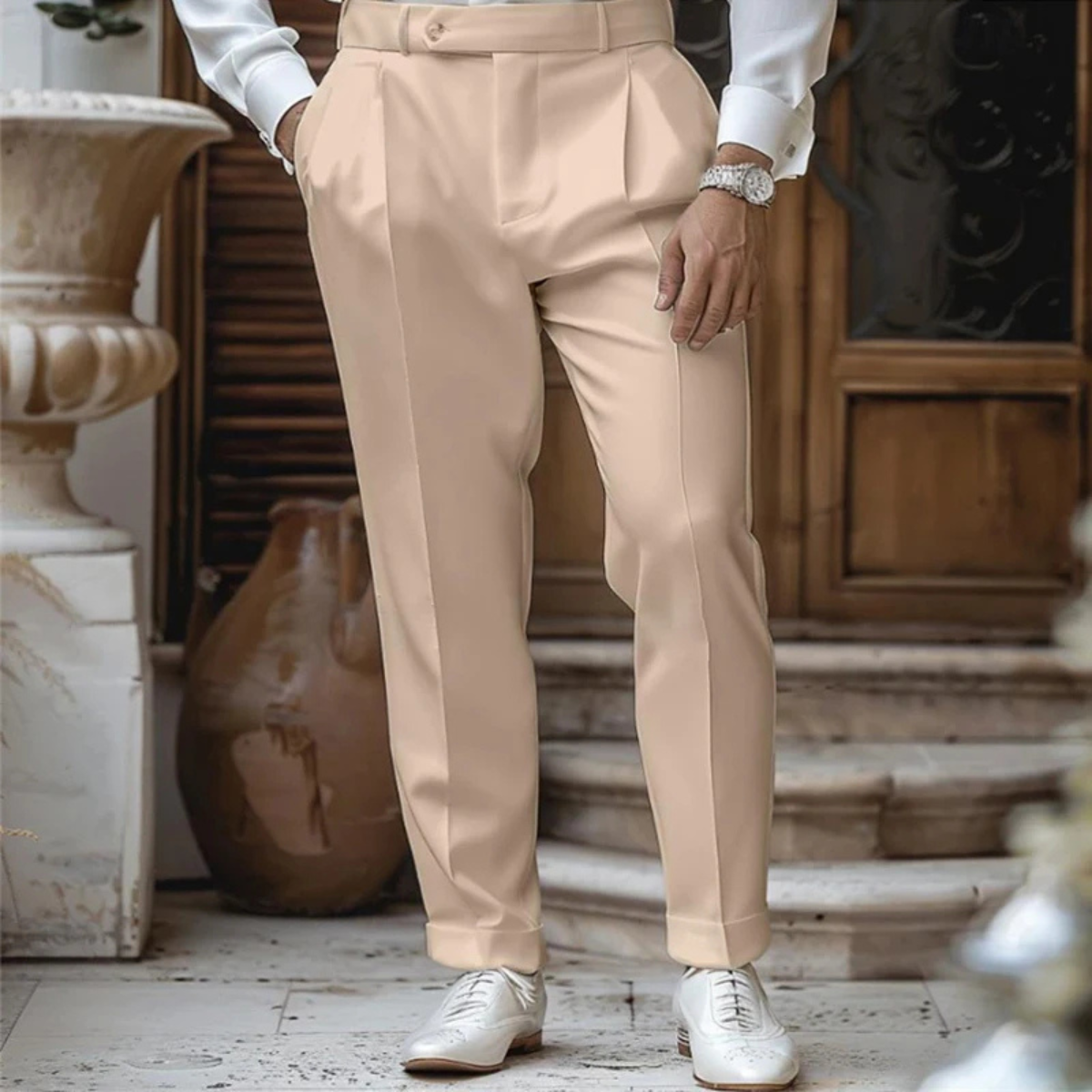 The Montrose Men’s Pleated Suit Pants – Elegant Straight Fit Dress Pants