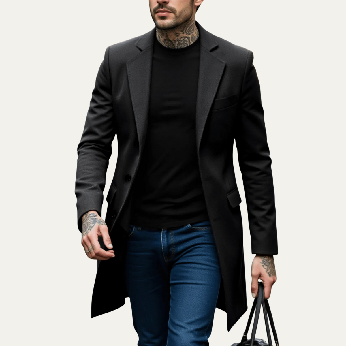 The Pavia Men’s Textured Thickened Wool Long Winter Coat