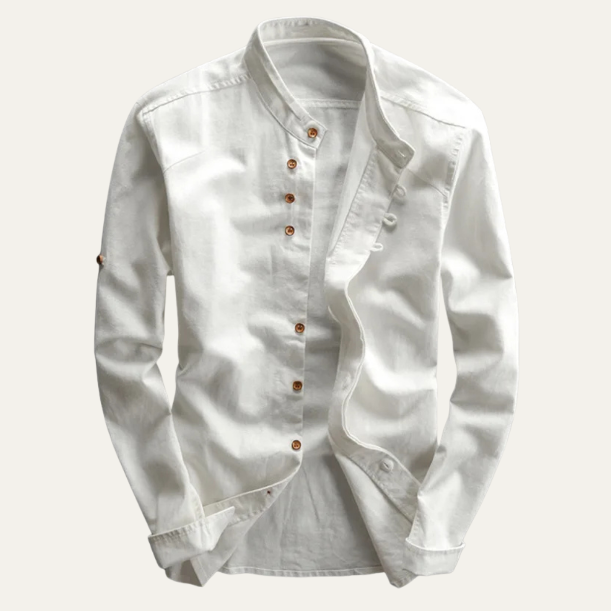 The Fairhill Men’s Japanese Style Linen Cotton Stand Collar Shirt