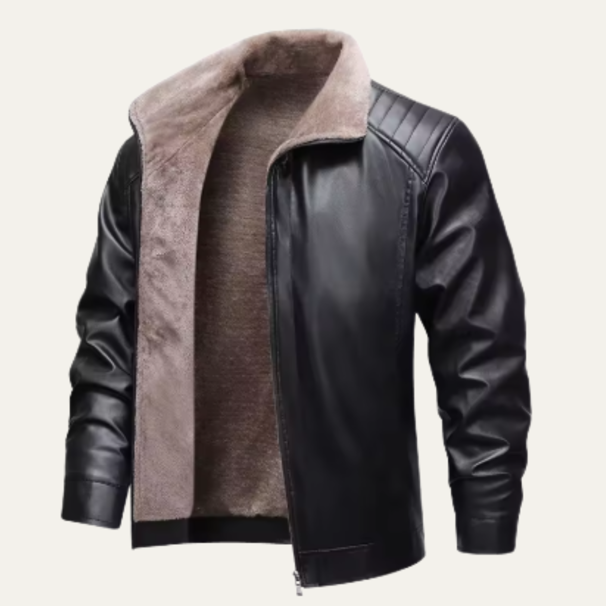 The Bologna Men's Retro Fleece Lined Leather Biker Jacket