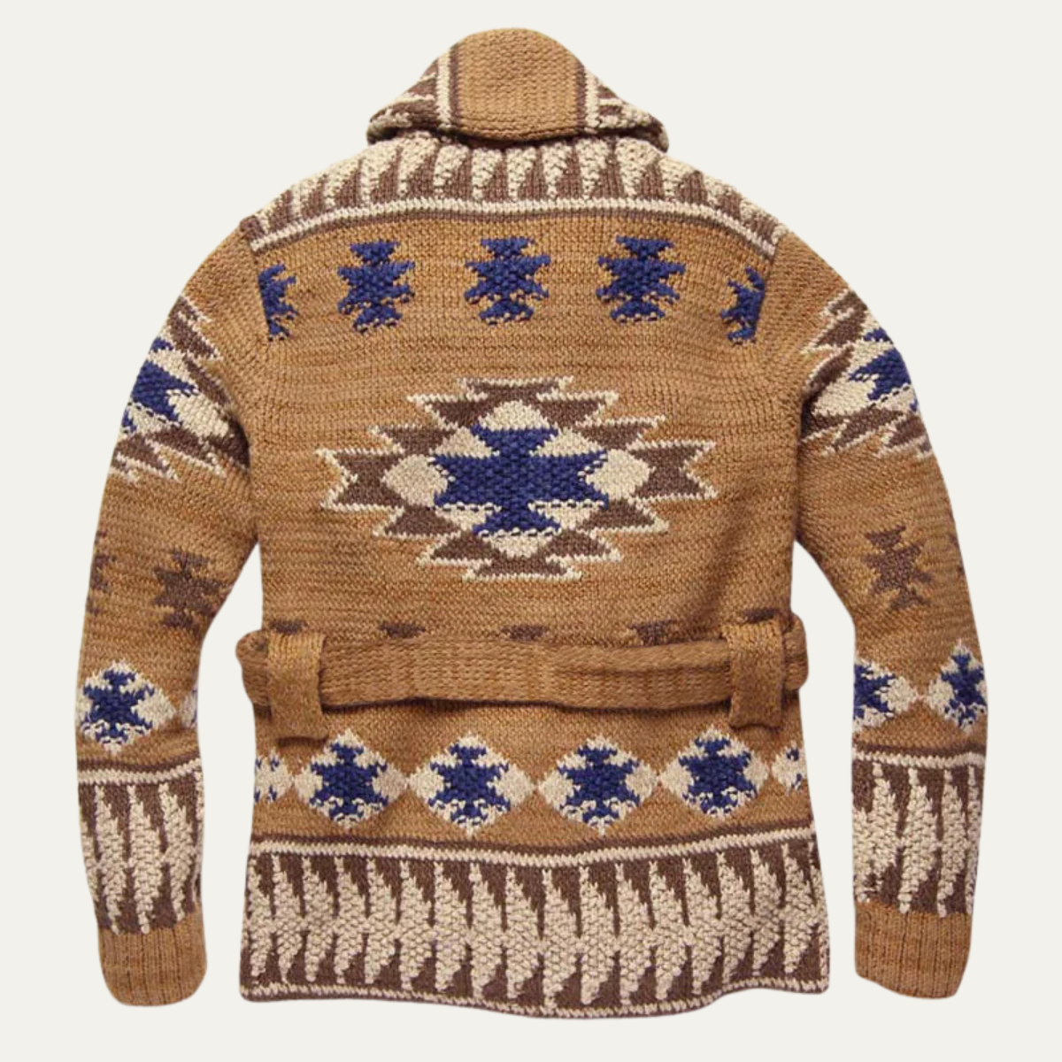 The Positano Men's Jacquard Retro Casual Thick Cardigan Knit Sweater