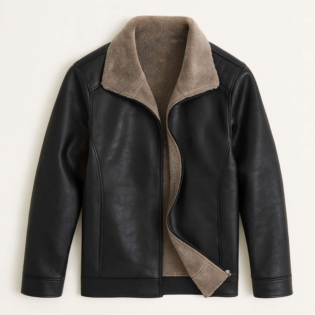 The Bologna Men's Retro Fleece Lined Leather Biker Jacket