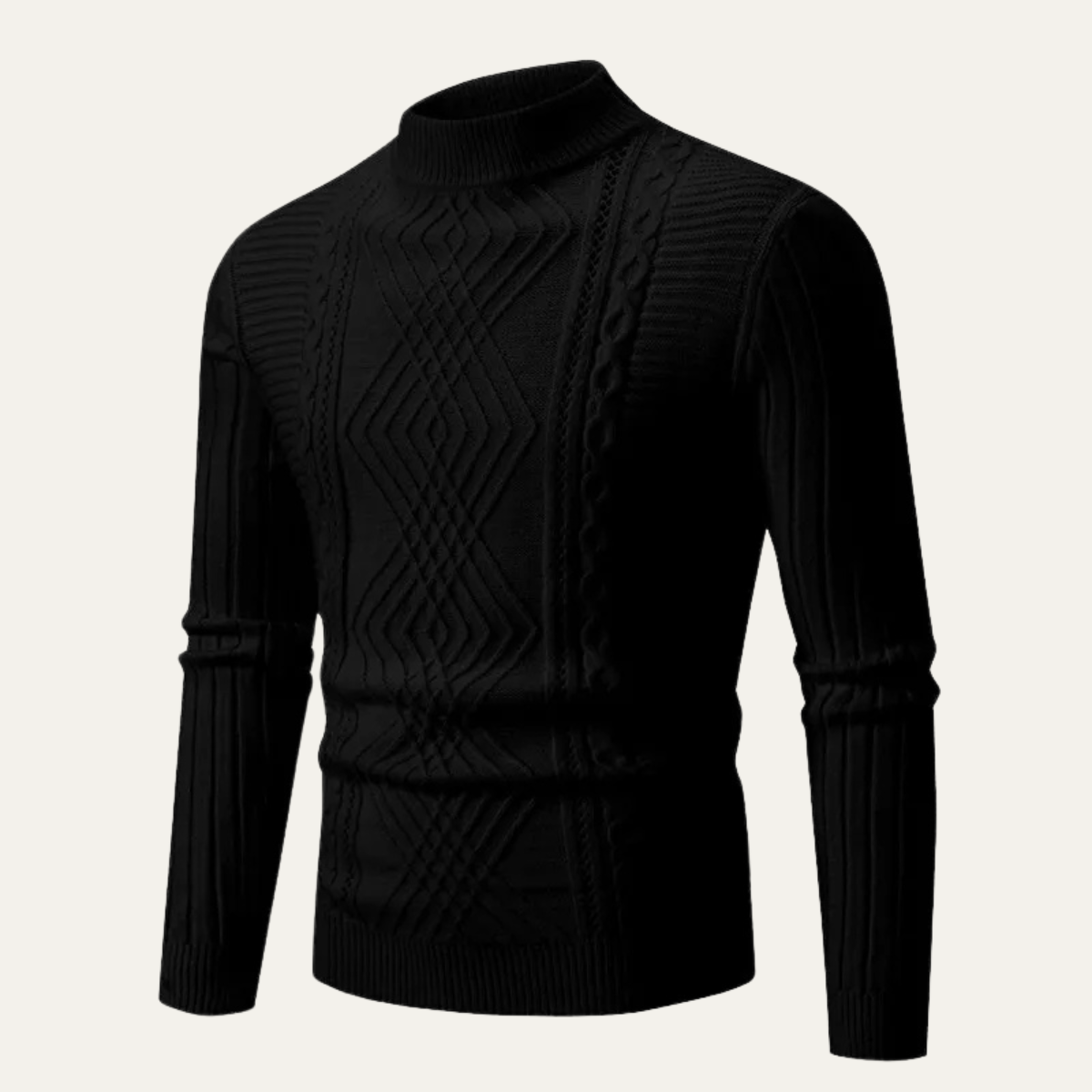 The Hartley Men’s Mock Neck Knit Sweater – Slim Fit Ribbed Pullover