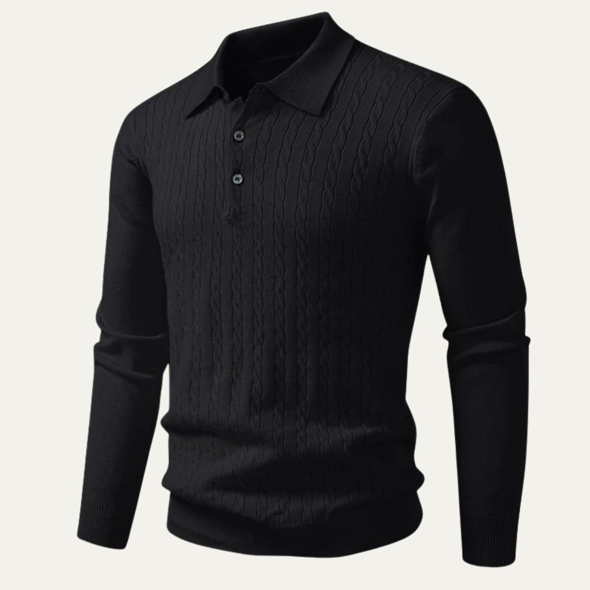 The Catanzaro Men’s Casual Knitted Cable Knit Polo Sweater
