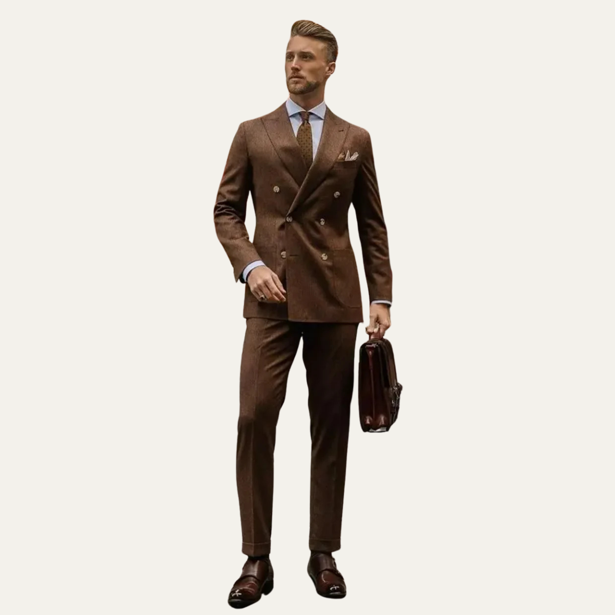The Lampedusa Men's 2 Piece Tailored Business Suit - Brown