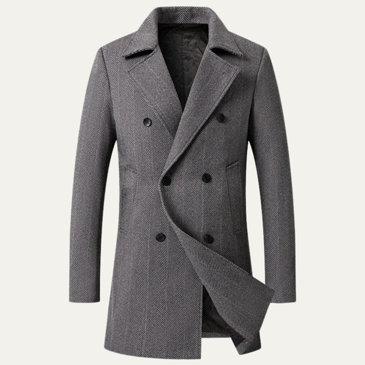 The Sirmione Men's Vintage Double Breasted Wool Winter Coat with Lapel
